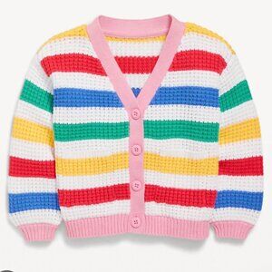 🌈🧶 Old Navy Rainbow Knit Cardigan – Button-Up – Size 2T 🧶🌈